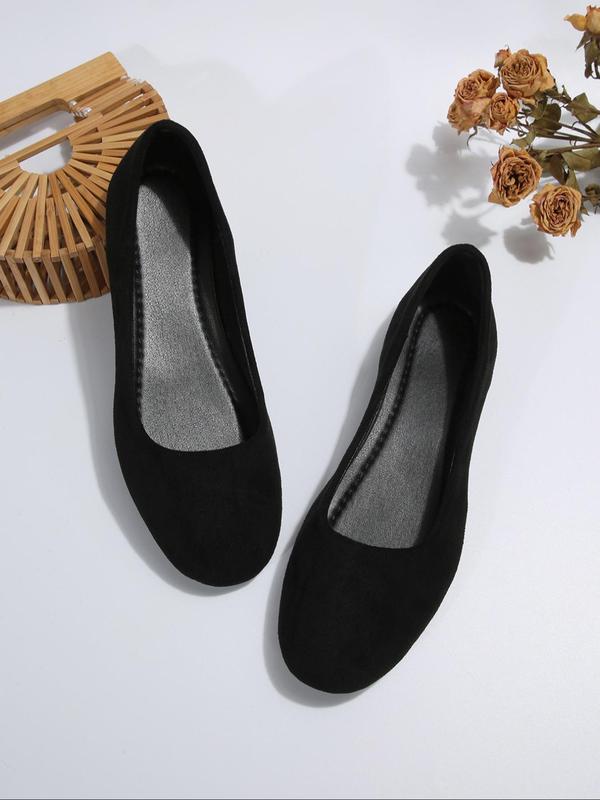 Women's Elegant Solid Color Round Toe Flat Shoes, Fashionable Slip on Shoes for Daily Wear, Lightweight Comfortable Shoes for Women & Girls