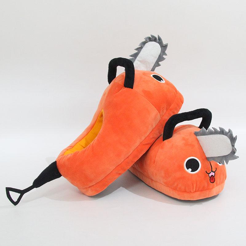 Chainsaw Man Pochita Devil Plush Slippers for Couples - Warm Winter Cotton Bag Slippers