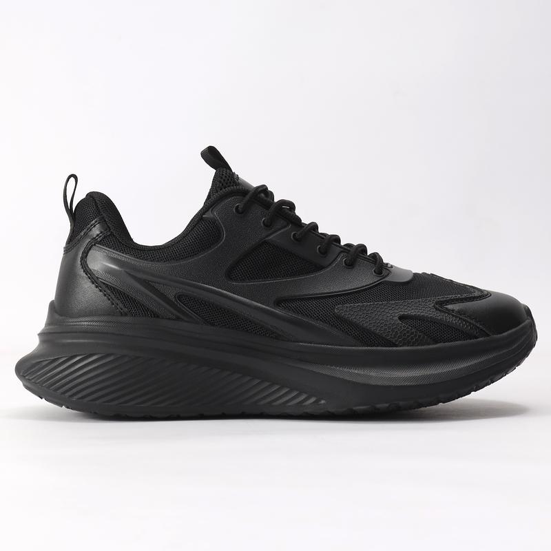 Men's Black Simple Work Shoes, Non-slip Breathable and Comfortable Kitchen Chef Service Shoes, Non-slip Casual Walking Sports Shoes for Hospitals Restaurants