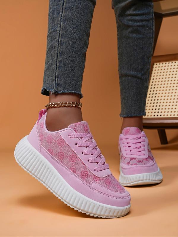 Women's Fashionable Lace Up Platform Sneakers, Casual Comfortable Sports Shoes for Daily Wear, Female All-match Round Toe Shoes for Daily Wear