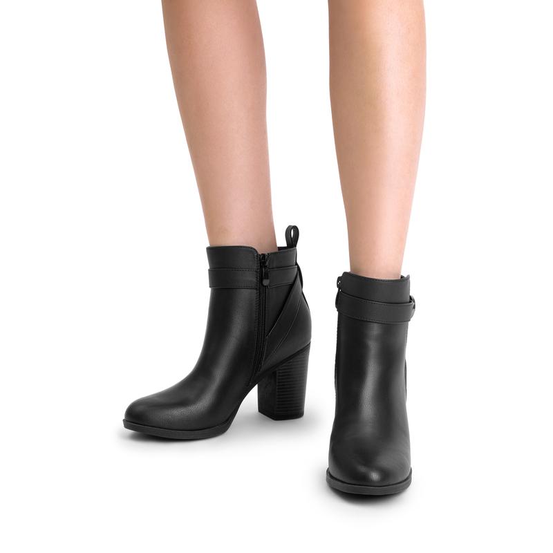 Vegan Leather Chunky Heel Ankle Boots