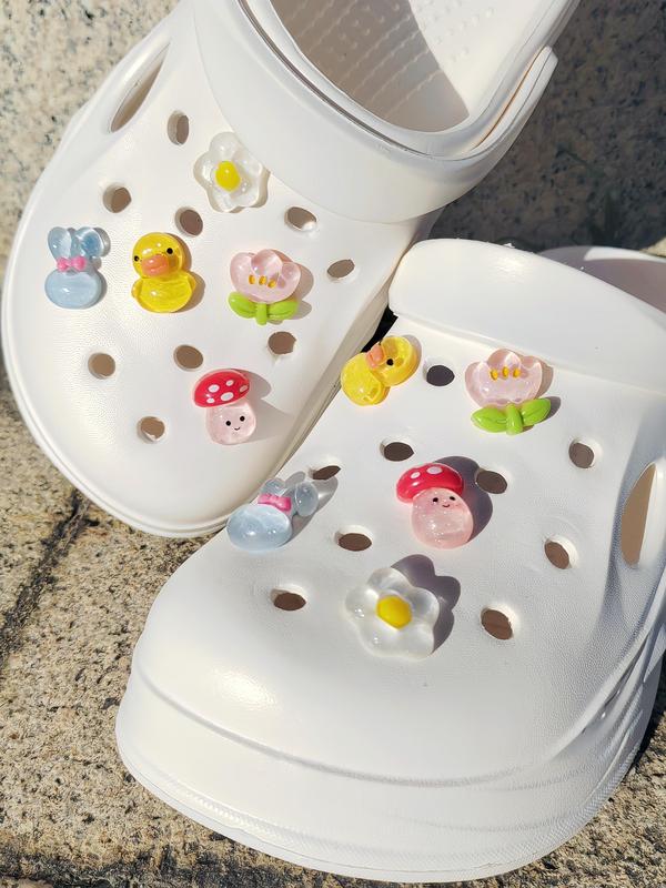 Cute Cartoon Animal & Flower Design Shoe Accessories, Diy Shoe Buckles for Clogs, Sandals, Holiday Gifts