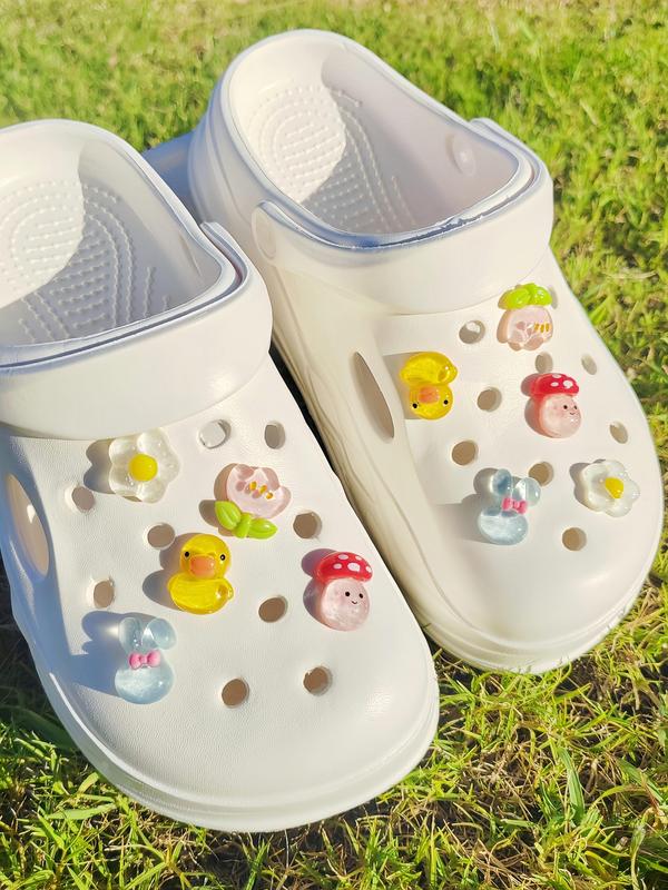 Cute Cartoon Animal & Flower Design Shoe Accessories, Diy Shoe Buckles for Clogs, Sandals, Holiday Gifts