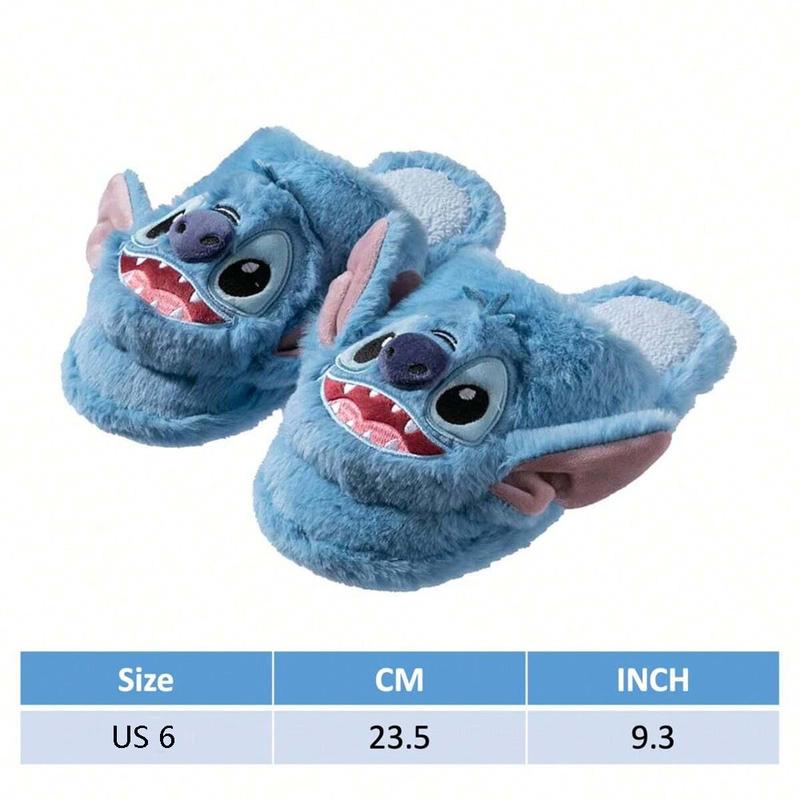 Disney Lilo & Stitch Series Cotton Slippers Stitch Fall & Winter Cute Fluffy House Slippers Walking Shoes Soft Comfort Fuzzy Filppers For Women & Men