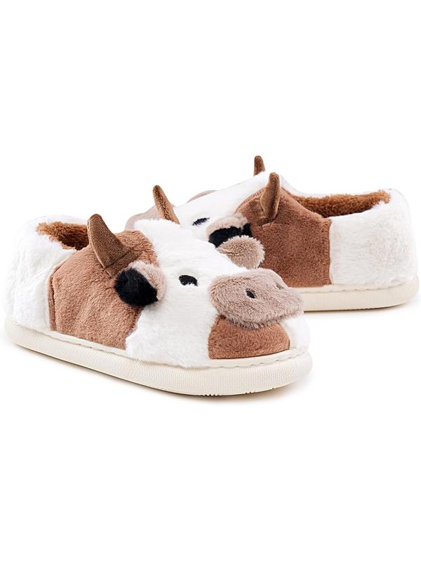 Cute Fuzzy Cow Slippers for Women, Cartoon Plush Warm Cow Slippers for Girls Funny, Novelty and Soft Cotton Slippers, Women's Winter House Slippers Suitable for Indoor Bedroom Dormitory