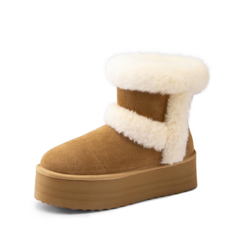 DREAM PAIRS [FuzzyChic Plush Platform] Thick-soled Fluffy Snow Boots