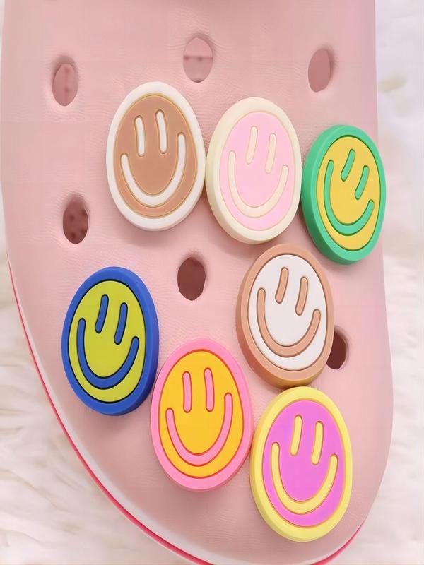 Cute Flower and Smile Face Shaped Shoe Charm, 20pcs Fashionable Novelty Shoes Decorations for Clogs Design, Dazzling Glamour Trendy Holiday Shoe Accessories for Women & Girls