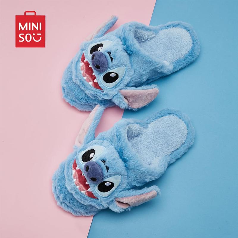 Disney Lilo & Stitch Series Cotton Slippers Stitch Fall & Winter Cute Fluffy House Slippers Walking Shoes Soft Comfort Fuzzy Filppers For Women & Men