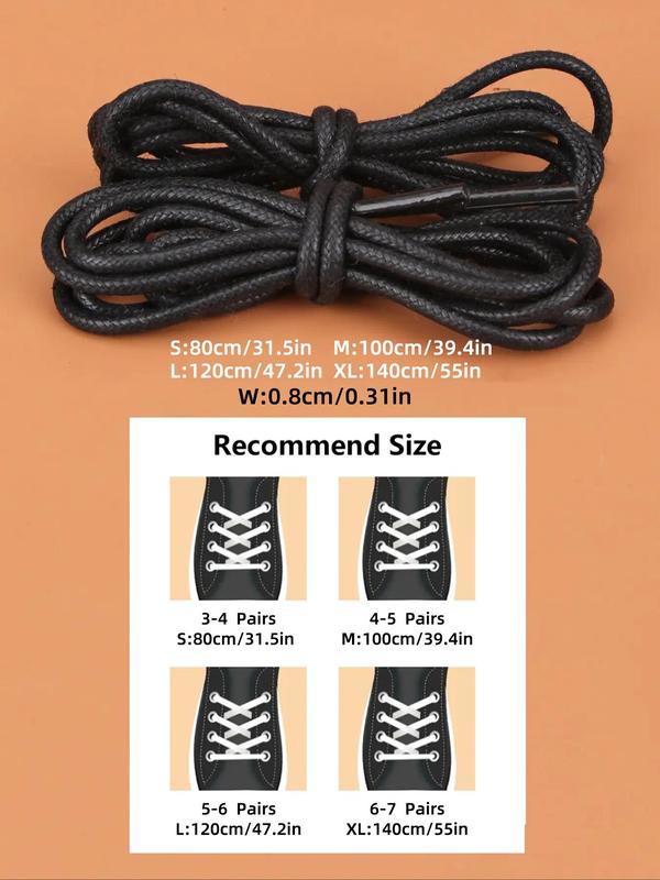 1 Pair Round Waxed Shoelaces, Casual Simple Shoelace for Sneakers and Boots, All-match Shoes Accessories for Women & Men, Coarse-grained Shoelaces for Daily Use