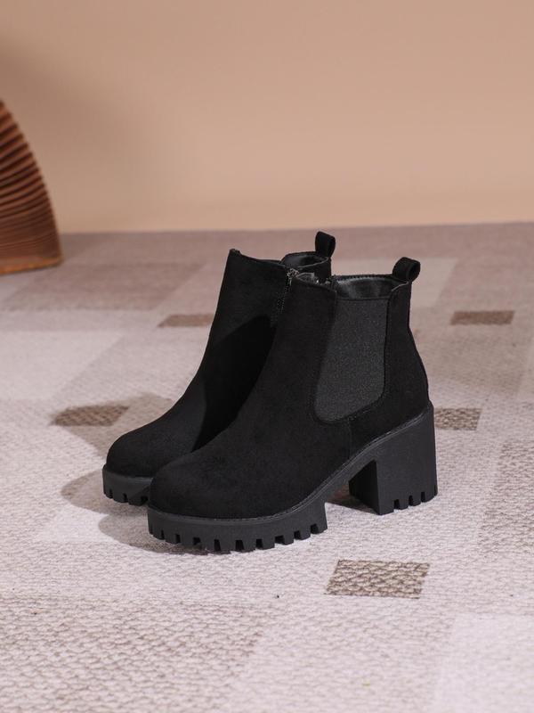 Women's Fashionable Solid Color Zipper Boots, 2024 New Style Casual Comfortable Boots for Daily Wear, Perfect for Women & Girls for Outdoor Wear