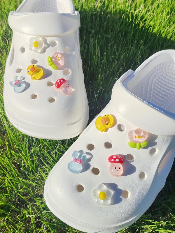 Cute Cartoon Animal & Flower Design Shoe Accessories, Diy Shoe Buckles for Clogs, Sandals, Holiday Gifts