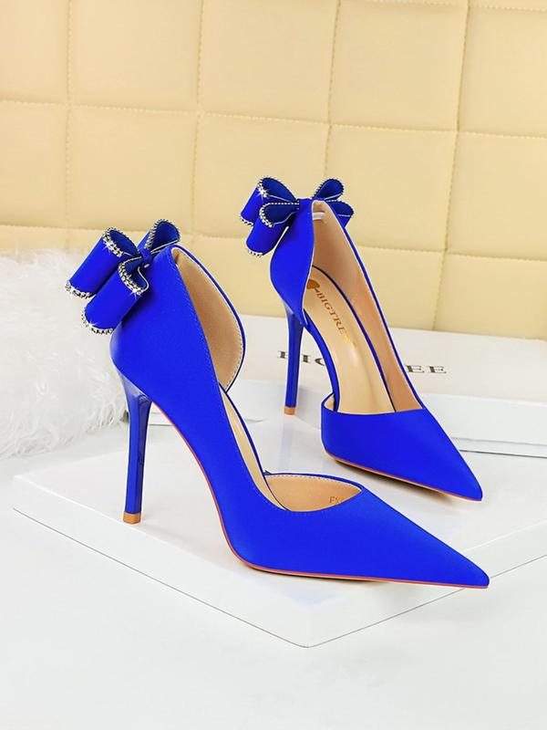 Women's Fashionable Rhinestone Decorated Bowknot Design Stiletto Heels, Elegant Pointed Toe High Heel Shoes for Party, Banquet, Wedding