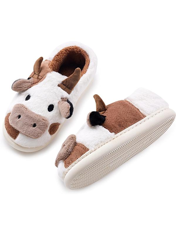 Cute Fuzzy Cow Slippers for Women, Cartoon Plush Warm Cow Slippers for Girls Funny, Novelty and Soft Cotton Slippers, Women's Winter House Slippers Suitable for Indoor Bedroom Dormitory